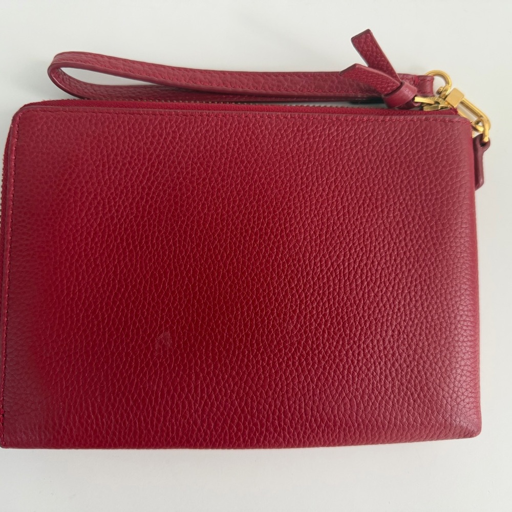 Tory Burch Red Leather Logo Wristlet/Clutch — Gently Used - Picture 2 of 3